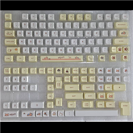 ปุ่มคีย์บอร์ด ลายคอร์กี้ ชมพูขาว /PBT 138 คีย์ Mechanical Keyboard / ENG