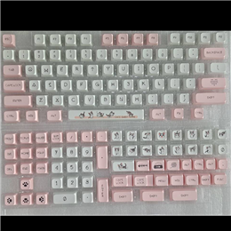 ปุ่มคีย์บอร์ด ลาย chi sweet home ชมพูขาว /PBT 137 คีย์ Mechanical Keyboard / ENG