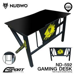 NUBWO GAMING DESK Table E-sports Durable Gaming Tempered Glass Top Side ขาเหล็ก รุ่น ND 592