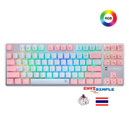 Nubwo Gaming Keyboard X21 TKL PinkWhite Brown Switch